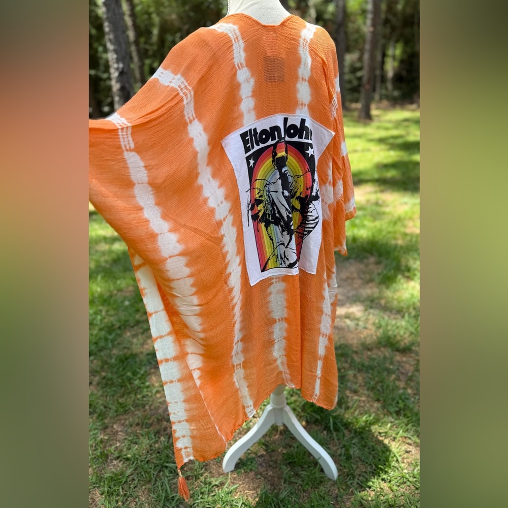 Upcycled Elton Orange Tie-Dye Kimono